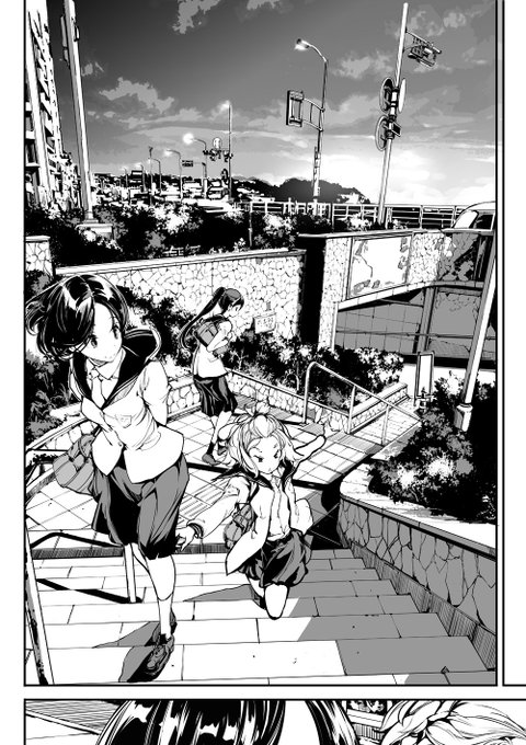 背景コマ、江の島弁天橋の辺り。 