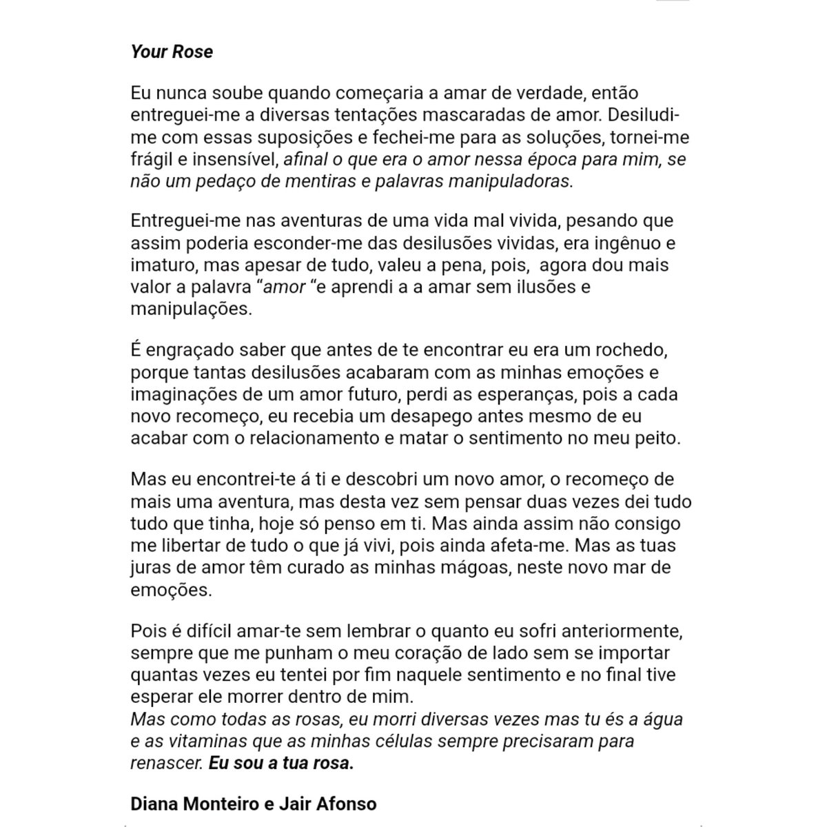 DianaMonteiro09's tweet photo. Para aqueles amores que muito sofreram antes de se encontrar, muito batalharam e até motivos para desistir ja tiveram. Nós brindamos á vocês com #YourRose #PensamentosSoltos #DianaMonteiro e #JairAfonso. https://t.co/mVsOnCsRsr