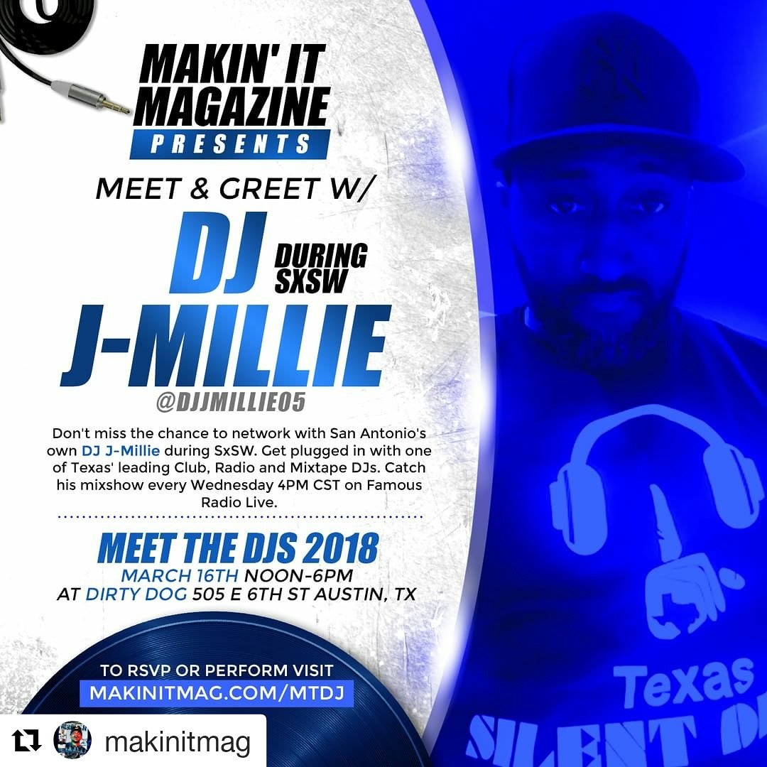 JMillie05's tweet photo. Thank you to @makinitmag for this opportunity to connect and network with some of the hottest DJs around... stop by and say wassup during #sxsw2018 at the #meetthedjs2018... #addictedcrewdjs #getaddicted #lumeneventsdj #famousradiolivedjs #maddcircledjs #djlife #letmebegreat https://t.co/XYDDKXsmp1
