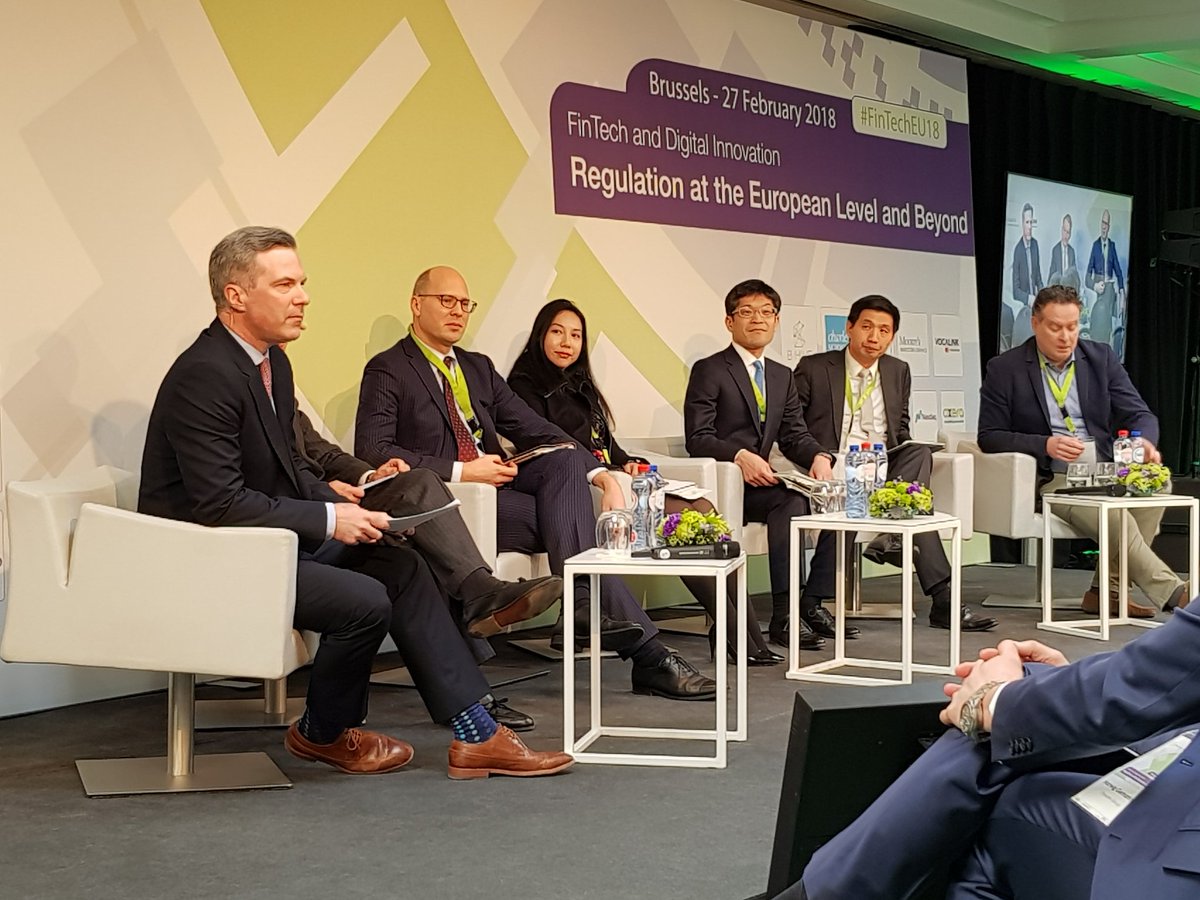 PascaleBrien's tweet photo. #FinTechEU2018 #paypal Head of Global Government Relations moderates a fascinating panel on how regulators address the challenges introduced by FinTech apps. https://t.co/wczXhWKgle