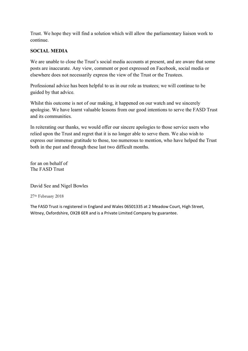 FASD_Trust's tweet photo. Please read the attached statement regarding the current position of FASD Trust. https://t.co/DUOFz8Whro