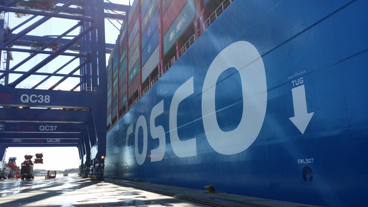 ACE_Greece's tweet photo. We would like to thank #COSCO #Greece for the invitation to the occasion of The Welcoming Ceremony for Maiden Call at Piraeus Port, of 
1st 20.000 teu vessel, M/V COSCO SHIPPING TAURUS https://t.co/VcGfvWBkYU