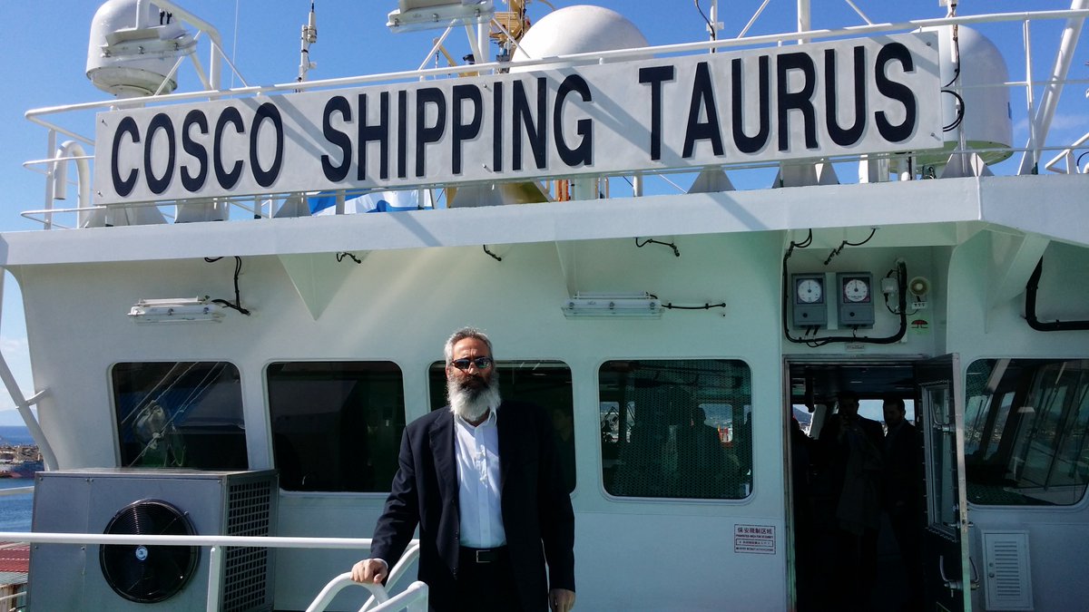 ACE_Greece's tweet photo. We would like to thank #COSCO #Greece for the invitation to the occasion of The Welcoming Ceremony for Maiden Call at Piraeus Port, of 
1st 20.000 teu vessel, M/V COSCO SHIPPING TAURUS https://t.co/VcGfvWBkYU
