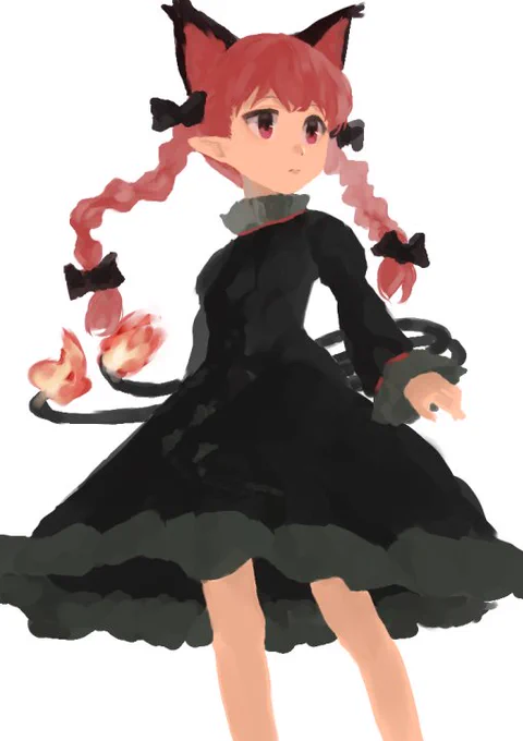 #深夜の真剣お絵描き60分一本勝負
お燐 