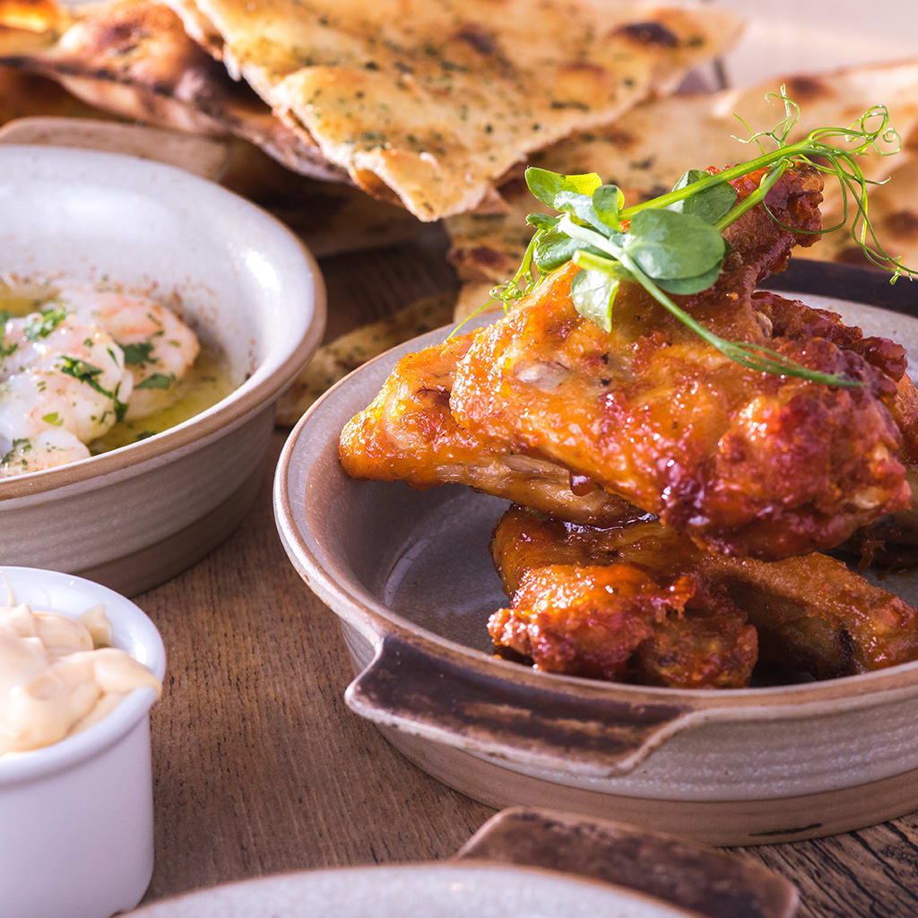 TheAngelVI's tweet photo. What's better than our sticky platter? 

Maple Glazed Chicken Wings
Prawns &amp; Chorizo in Garlic Butter
Lamb Koftas
Feta Stuffed Bell Pepper
Stone Baked Flatbread

Tell us the person you'd share with! https://t.co/IrHQ4GXpE1