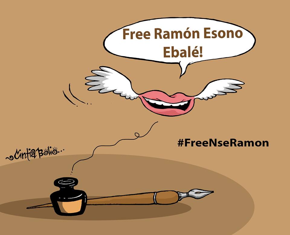 FREE @freenseramon! Trial starts today 27/02 

Cartón en apoyo a nuestro colega Ramón Esono Ebalé, apresado injustamente en Guinea Ecuatorial por su trabajo de denuncia. Hoy inicia su juicio.
Para compartir.

#FreeNseRamon
#LibertadParaRamon
#Justice4Ramon