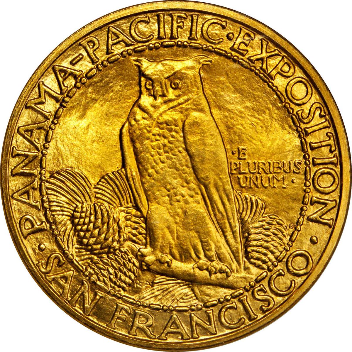 NGCcoin's tweet photo. Auction alert: A round Panama-Pacific $50, graded NGC MS 64 (https://t.co/OL49PK2czW), is part of a March @StacksBowers sale. Bidding is already at $6,500. It will go higher: The NGC Price Guide says to expect the low six figures. #coin #coins #numismatics #auction #gold #panpac https://t.co/5BssFzVwve