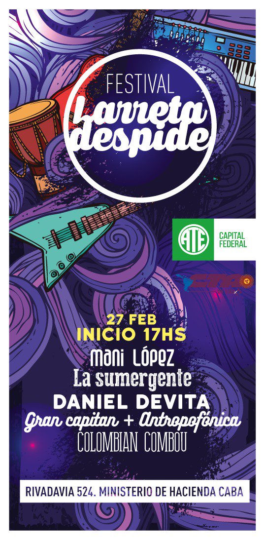 asambleacanal's tweet photo. #HOY 17hs Festival #LarretaDespide en el Ministerio de Hacienda, Rivadavia 524. Luchamos por los derechos de las y los trabajadores despedidos injustamente
#BastaDeDespidos #ReincorporaciónYA https://t.co/Rq8XAUfDiP
