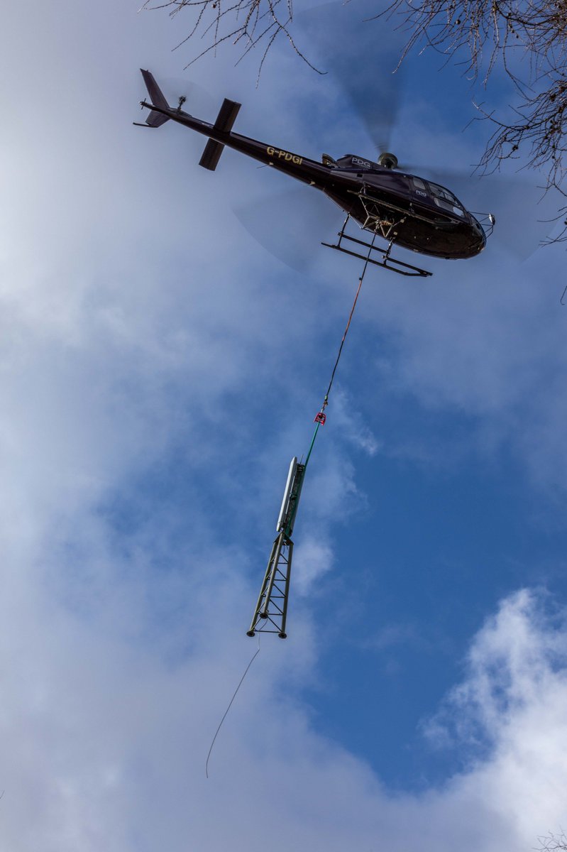 pdgaviation's tweet photo. Pictures of our 109th tower assembly earlier this week with Roger Maule, for Commhoist.  Their teams assistance enabled the operation to be concluded safely, smoothly and rapidly.
#commhoist #telecoms #helicopter #underslung #LakeDistrict #lifting https://t.co/igLxV03zpU