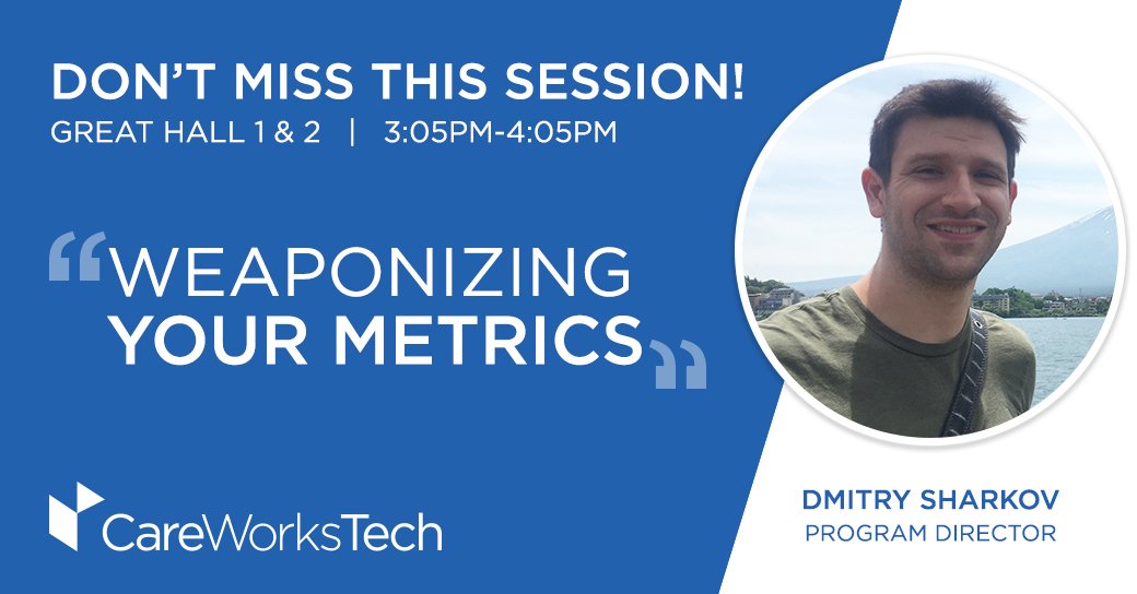 CareWorksTech's tweet image. At @QAortheHighway? Let's talk about #metrics! Come hear our very own @DmitrySharkov speak about Weaponizing Your Metrics at 3:05PM in Great Hall 1 &amp;amp; 2. #QAortheHighway #CareWorksTech #EventSpeakers #QA