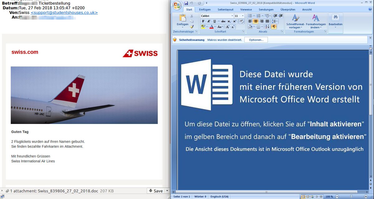 Attention: Miscreants are currently sending out fake emails pretending to come from <a href="/FlySWISS/">Swiss Intl Air Lines</a>, trying to infect Swiss citizens with eBanking Trojan "Retefe".

Help us and report suspect emails to antiphishing.ch