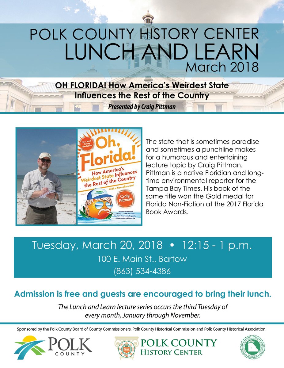 The return of <a href="/craigtimes/">Craig Pittman</a> to the History Center March 20 as he discusses his book, Oh #Florida