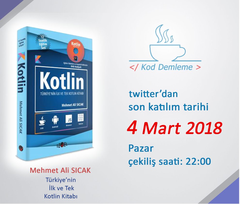 CTOTALKSTR's tweet photo. #KİTAPÇEKİLİŞİ devam ediyor.

Ziraat Teknolojiden @ibrahimkurce ile yaptığımız ropörtajda hediye ettiği 

Kotlin kitabını kazanmak için

Bu gönderiyi RT yap, kanalımıza abone ol.

Izlemesiyseniz eğer --->> https://t.co/gmwHADyYuo https://t.co/M94I5ENXxe
