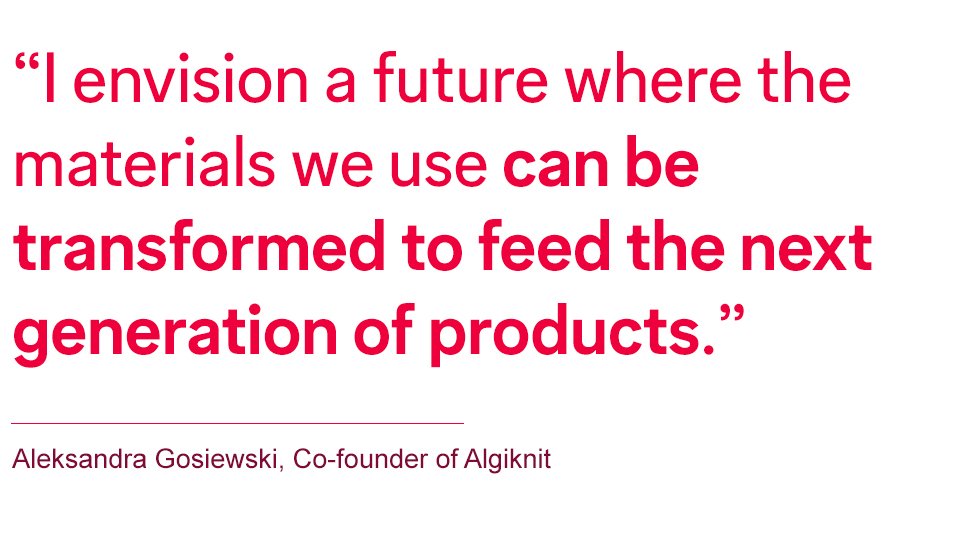 Laudes_Fdn's tweet photo. “When #AlgiKicks - the shoe - is worn out, or you don’t want it, it can be broken down by microorganisms and the nutrients reclaimed to feed the next generation of products," - @algiknit's co-founder, @aleks_go12, shares her vision of #sustainablefuture > https://t.co/s7LfffqjTc https://t.co/JVQR0CgMb1