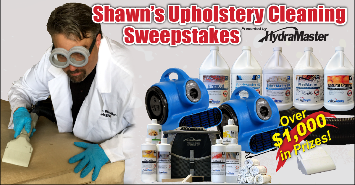 WIN FREE products valued over $1,000 for fabric care? Enter to win <a href="/HydraMasterUSA/">HydraMaster</a> products for your next upholstery cleaning job. Enter to win by March 30th, 2018.

Follow the link to enter and for more information: hydramaster.com/shawns-sweepst…
