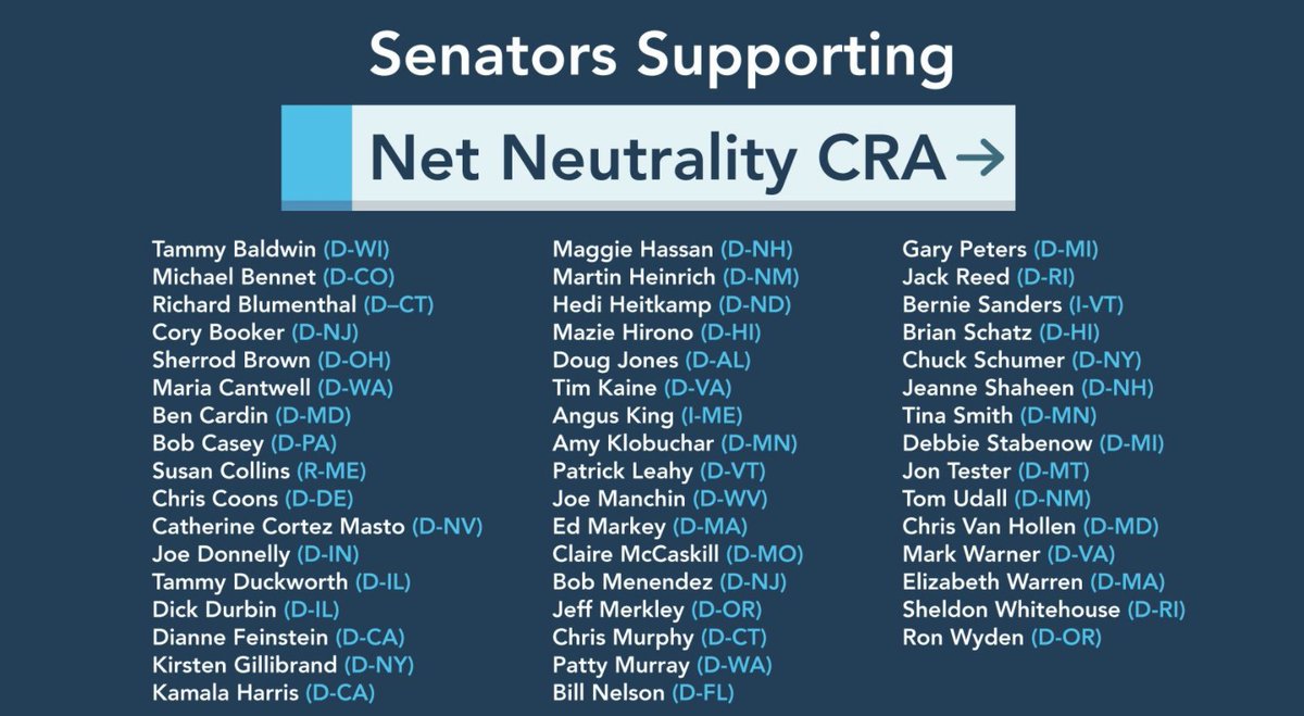SenatorCantwell's tweet image. We only need #OneMoreVote in the Senate to block @FCC’s repeal of #NetNeutrality. Who will it be? #ProtectNetNeutrality
