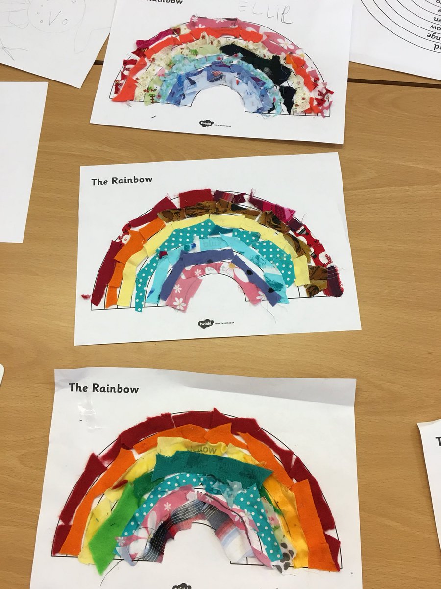 sewnorbridge's tweet photo. We have really impressed Mrs Mercer and Mrs Prince by taking great care with our rainbows - can you see how our fabric follows the curve of the arc? https://t.co/C04Ljt4lNn