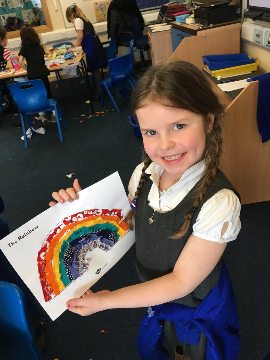 sewnorbridge's tweet photo. We have really impressed Mrs Mercer and Mrs Prince by taking great care with our rainbows - can you see how our fabric follows the curve of the arc? https://t.co/C04Ljt4lNn
