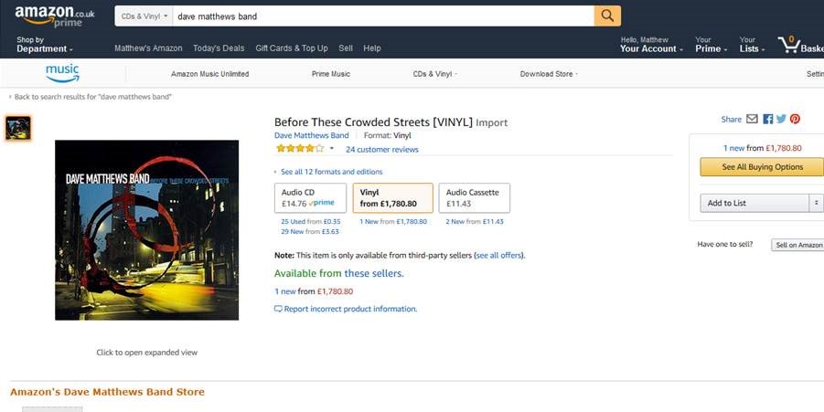 Redisc0verMusic's tweet photo. When you're looking for one of your faves and it comes up on Amazon! https://t.co/CBZkm65a8K