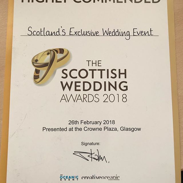 We were delighted to get the Highly Commended Certificate last night at the Scottish Wedding Awards, it has been such a great start to the year for us! Thank you again to everyone who took the time to vote for us and who continue to support the show #sewe #sewe18 #weddingawards