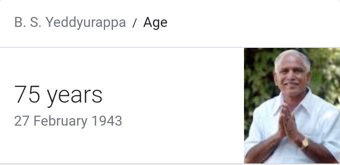 tahirehan's tweet photo. Former sitting cm #yeddyurappa who went to jail turned 75 years old today as per the #thugmodi's political retirement policy Yeddyurappa has to retire from holding political post. Will he follow his own retirement policy or was just another #jumla https://t.co/975SWkK81p