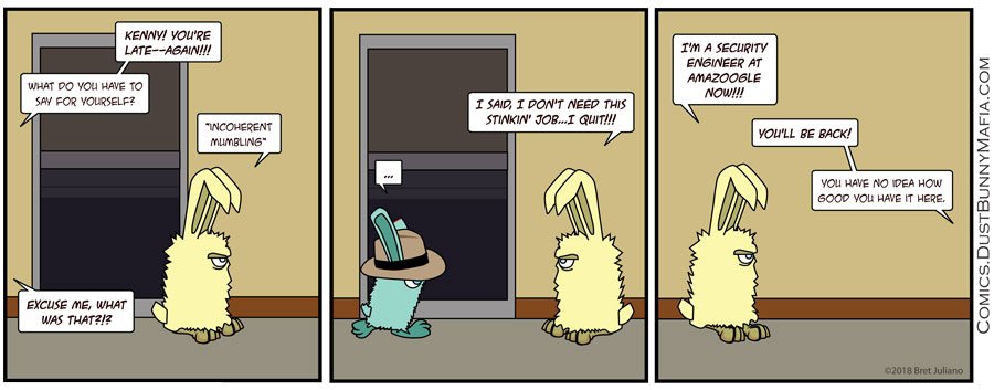 DustBunnyMafia's tweet photo. New comic crossover "Land a Job" with @PeskyGremlins https://t.co/aKJFMaxgPF #comics #webcomics #mafiastyle #mob #Amazoogle https://t.co/69PE0u6tAz
