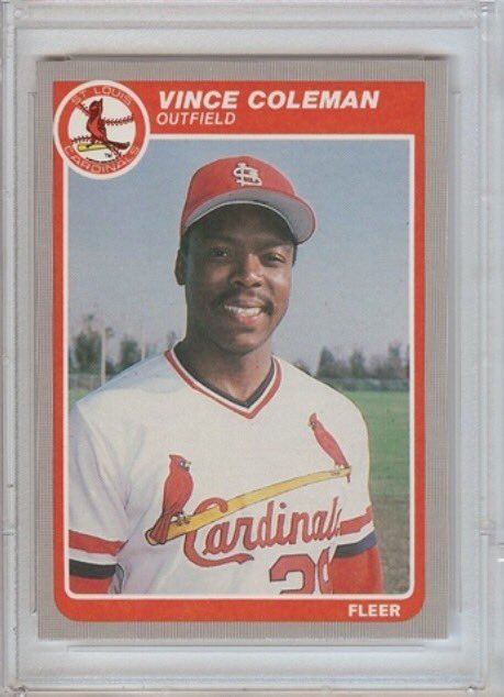 baseballcardDoc's tweet photo. Grand theft bases. ⚾️⚾️⚾️ #vincecoleman #1985fleer #fleer #updateset #rookiecard #baseballcard #baseballcards #baseballcardmovie #baseballcarddoc #jackofalltrades #comingsoon #cinequest #cardinals @Cinequest @Cardinals https://t.co/Is0FYx90it