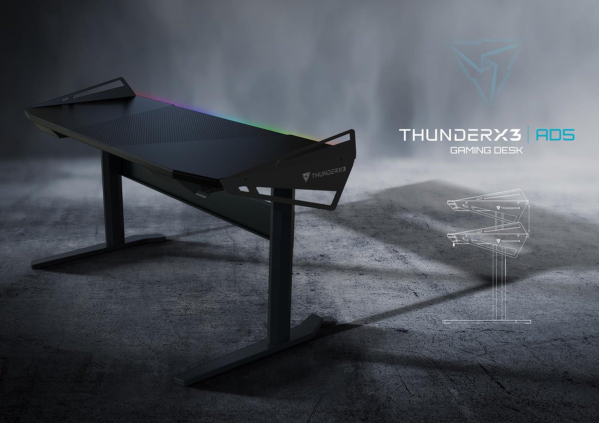 ThunderX3Russia's tweet photo. Игровой стол от ThunderX3? Скоро это станет реальностью! 

ThunderX3 уже продемонстрировали свой стол на IMM 2018 в Кельне.

Напоминает, что столы будут предлагаться в двух размерах : 120 или 160 см шириной и 70 см глубиной.

Предполагаемый старт продаж - лето 2018.

#игровойстол https://t.co/kKsCHkrKbB