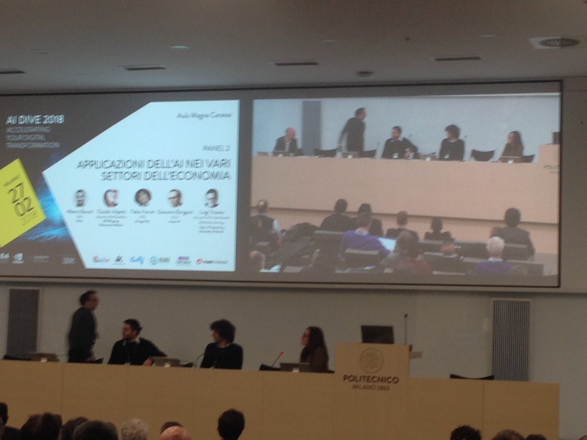 e4company's tweet photo. Panel2: #ArtificialIntelligence applicato ai vari settori dell'economia: dal finance al marketing, all'energia... #aidive https://t.co/vtSN38loBF