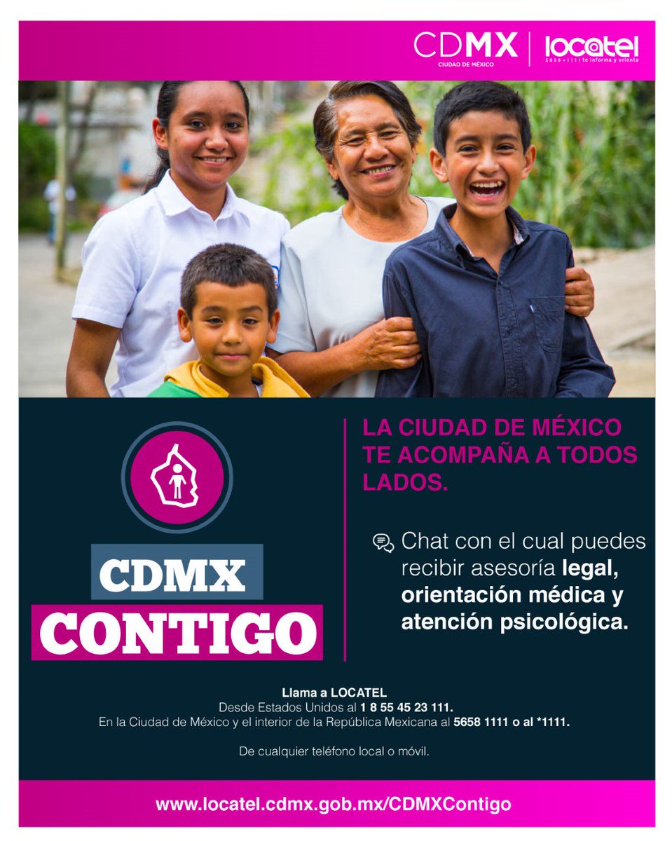 locatel_mx's tweet photo. Accede a #CDMXContigo por chat en el micrositio ➡ https://t.co/xH5FZwq91K o desde la App para teléfonos inteligentes. 📲 https://t.co/73GUsjknEJ