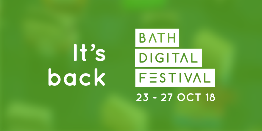 bathdigital's tweet photo. We're extremely excited to share the news the Bath Digital Festival will be back from 23-27th October 2018 🎉👩‍💻🚀 Get the dates in your diaries and register your interest today! 👉 https://t.co/muZm6Tts3B 👈 #BDF2018 https://t.co/o7TWAw6bUi