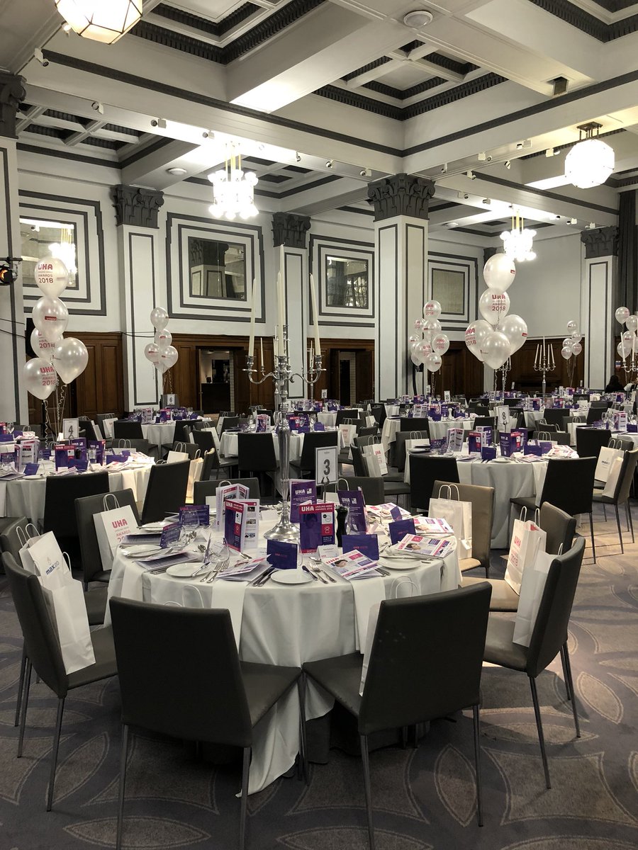 UnsungHeroAward's tweet photo. A few photos from Friday; how the room looked before and during the #awards. Quite the transformation and quite the night! #UHAwards18 #NHS #awards #healthcare #unsungheroawards #Manchester https://t.co/5q02ARXLt9