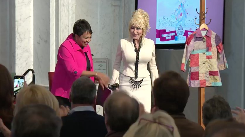 Dolly Parton is at the Library of Congress this morning to donate the 100 millionth book from her nonprofit, Dolly Parton's Imagination Library