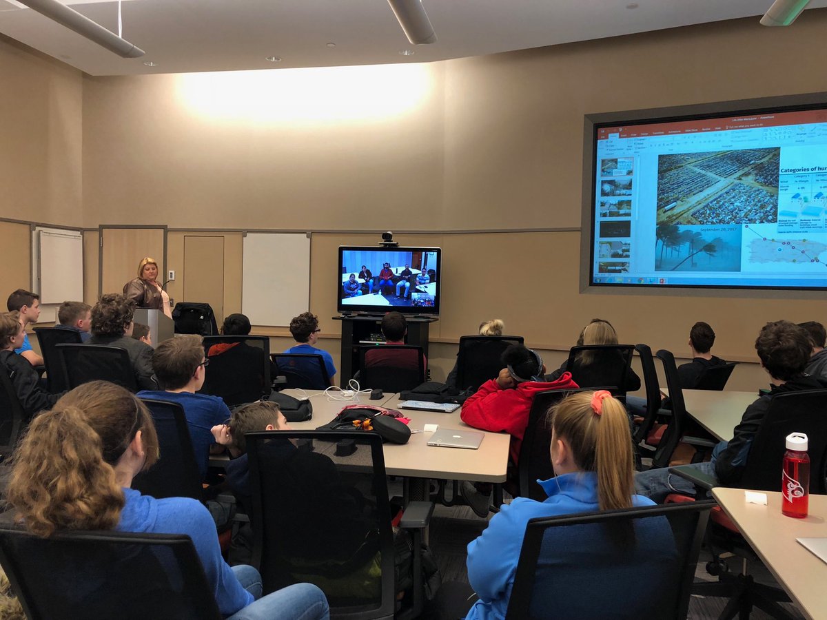 houghtonclass's tweet photo. @EarlhamSchools #hyperstream students video conferencing with @DuPontPioneer scientists about hurricane Maria aftermath https://t.co/rY5VgTAEqj