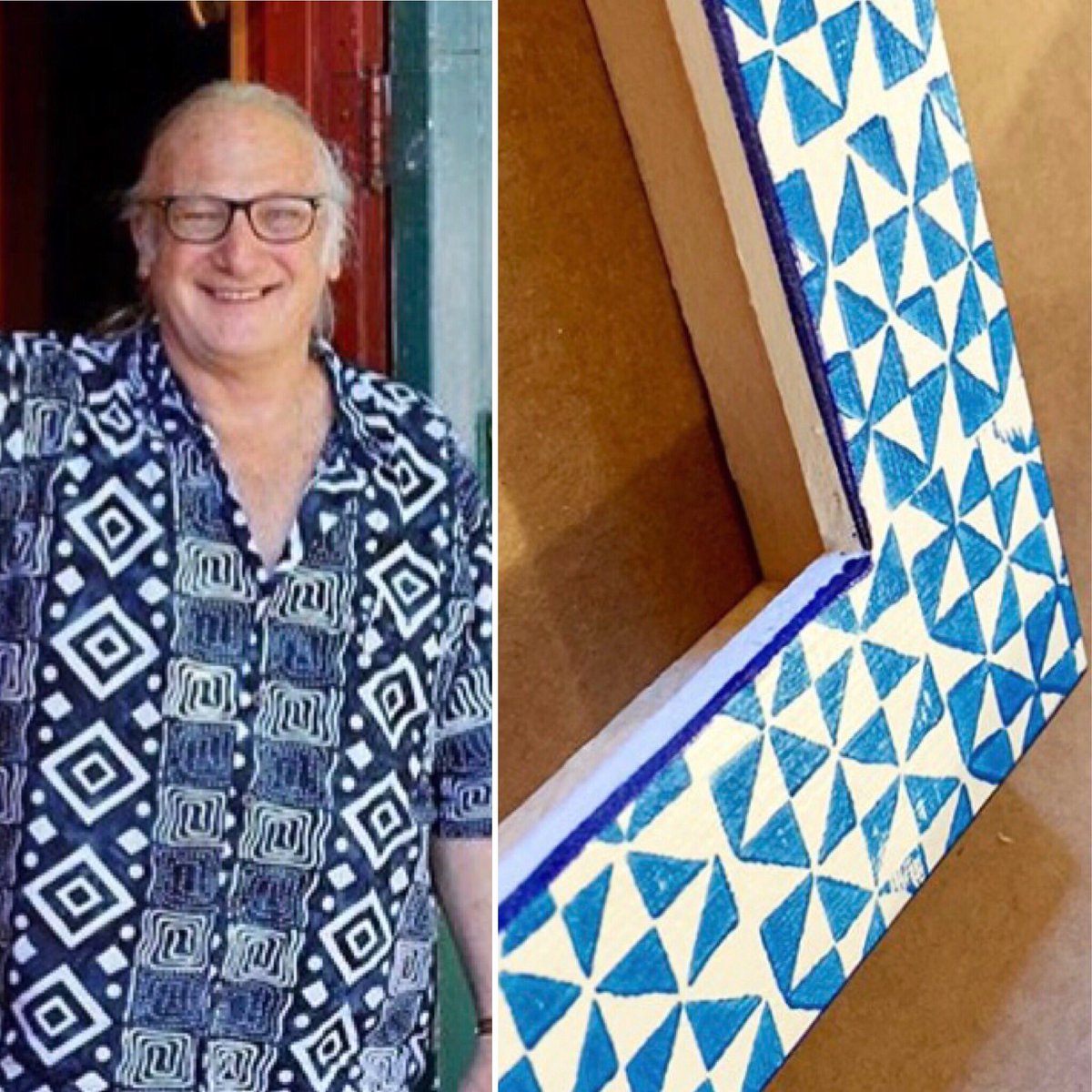 framemasterrob's tweet image. Who Wore it Better? #fun #pattern #Blue #white #shirt #frame #African #designthinking #artist #handmade