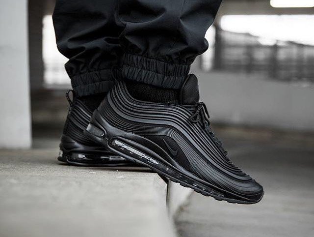 air max 97 triple white on feet