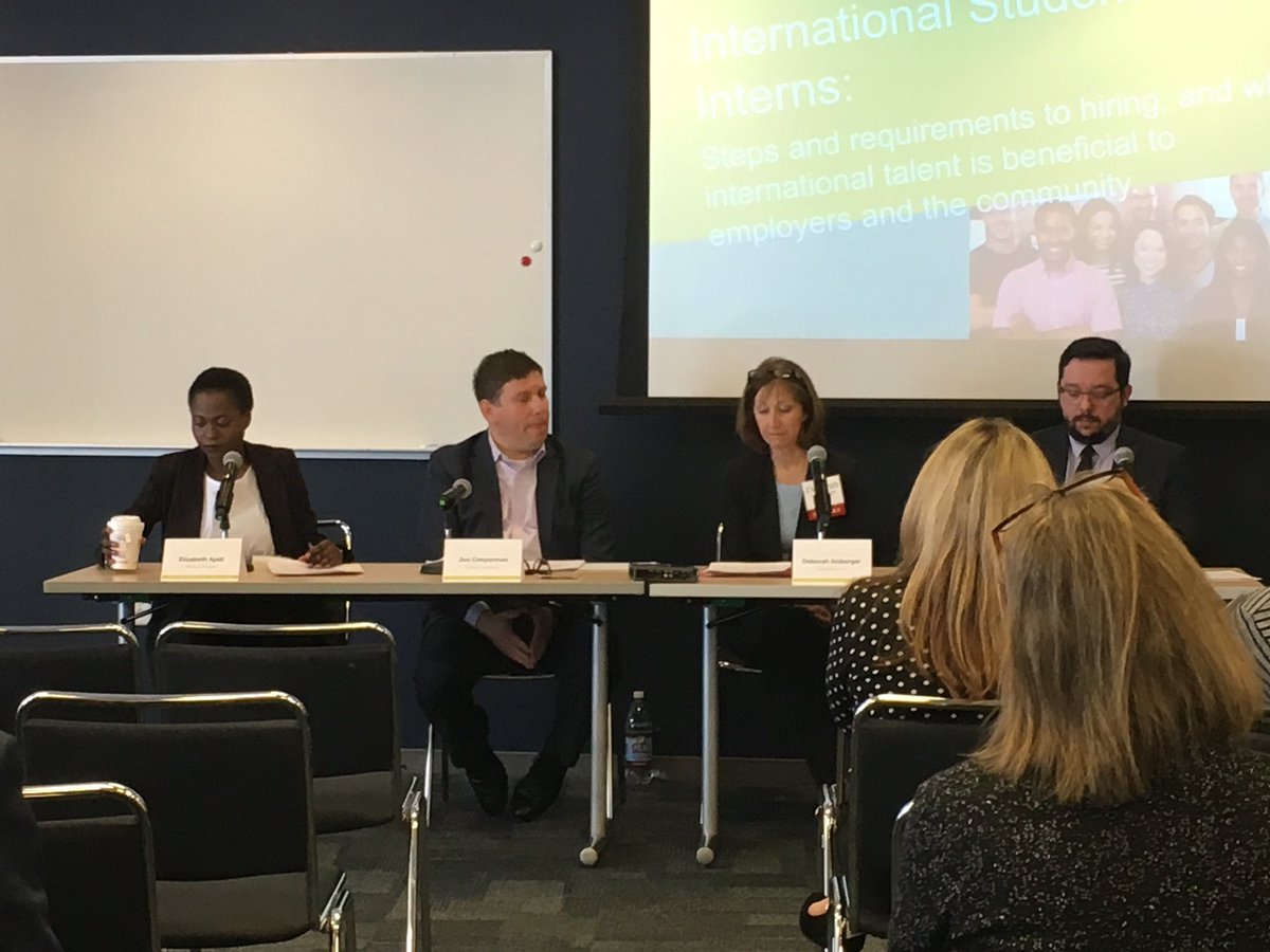 GreaterCLE's tweet photo. Why is international talent beneficial to employers and the community? Awesome panel with Roberto Arruda Oliveira @CLE_State Joe Cimperman @GlobalCleveland and Deborah Atsberger @ClevelandClinic #CLEIntern18 https://t.co/myF2vLEyFD
