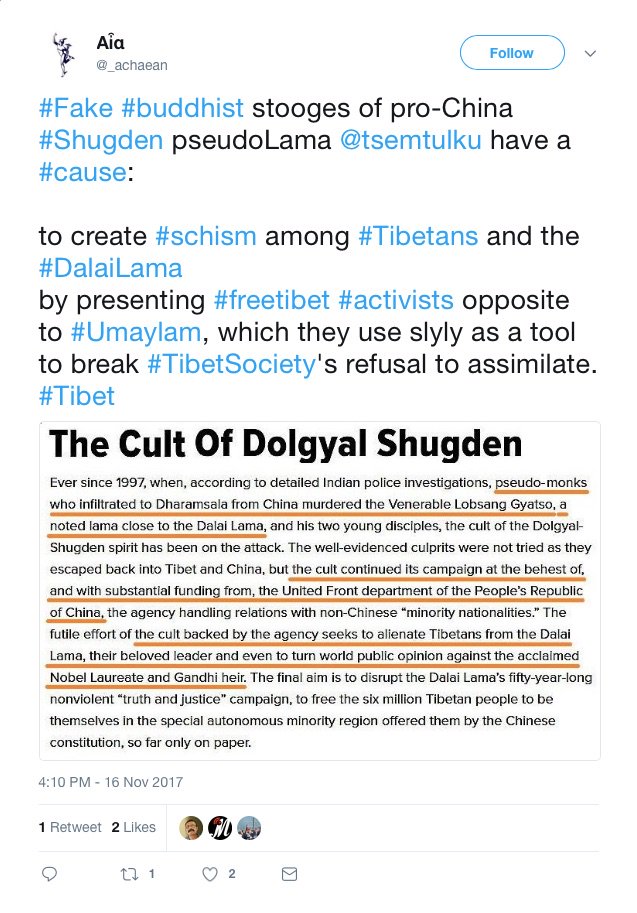 ongck79's tweet photo. The #cyberharassment of #Shugden people in #Malaysia have received for more than a year from the likes of @_achaean is a classic example of what @NST_Online has published https://t.co/T95sisLZjT
#PeopleACT
#cybersecurity https://t.co/a0BKWa5KMM