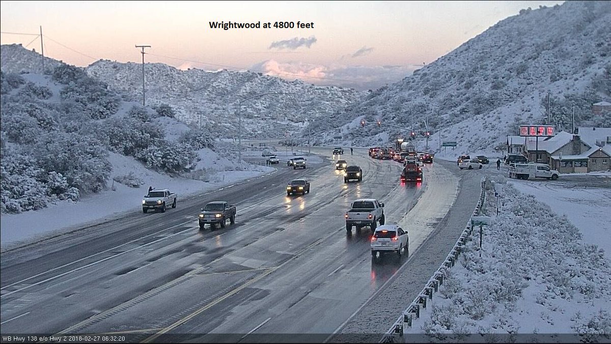 NWSSanDiego's tweet photo. It's a winter wonderland out there this morning! Here are webcam pictures from our local mountains at 630 AM today.  #cawx #sandiegowx https://t.co/8wTSJIHiUg