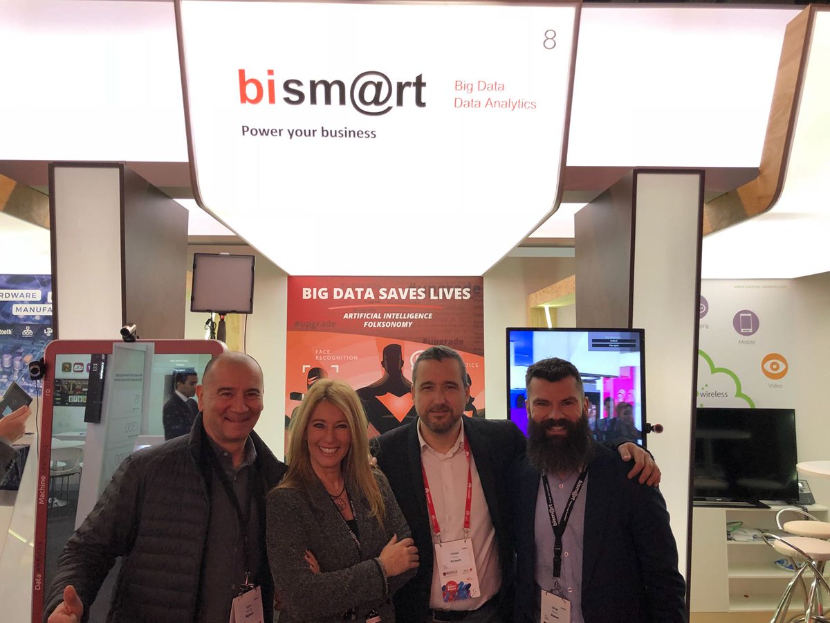 Bismart2009's tweet photo. Come see us at #MWC18! You will be able to experience Bismart dream factory's latest and very exciting solutions firsthand and meet our outstanding team! Are you ready to meet the future? #BigData, #AI, #TargetedLiveAds, #Marketing, #IntelligentVideoWall, #MWC2018 https://t.co/oCI0TsHFY4