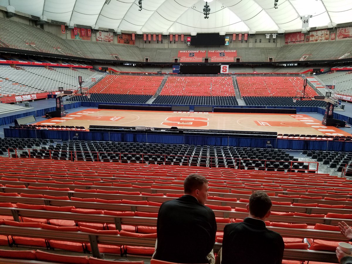 AthleticsCcs's tweet photo. @Coophoop33 captains @jplambo20 &amp; @OPKennedyjr overlook the court inside the Carrier Dome which will be the site of the Section 3 Class C championship vs Tully on Sunday, March 4. https://t.co/lX0xjM8qJ4