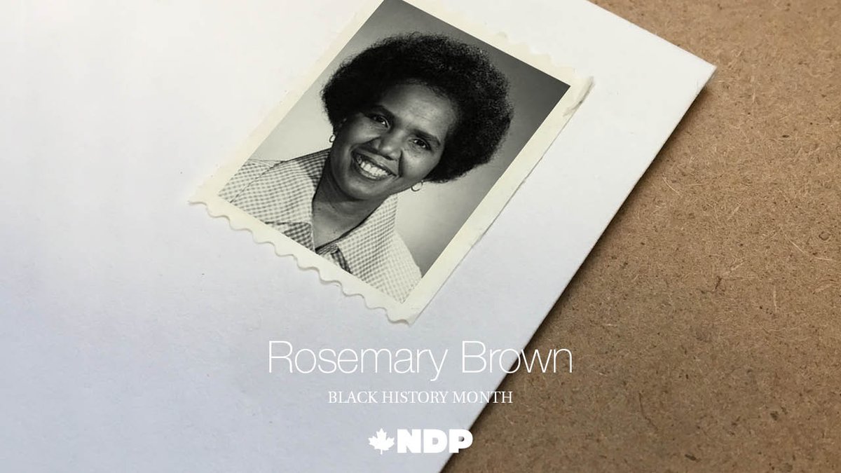 NDP's tweet photo. Rosemary Brown is a 🇨🇦 hero & NDP legend. She was the first Black female member of a provincial legislature.
In 1975, Brown ran for leadership of the NDP becoming the first woman to run for federal party leadership. She received the Order of Canada in 1996. #BlackHistoryMonth https://t.co/SFvyVAeDOf