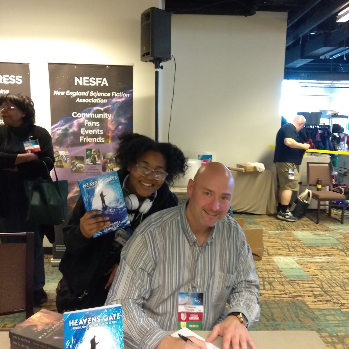 CPaniccia15's tweet photo. Autograph session baby!! Thank you all for purchased Heaven's Gate! It is climbing the charts! #BOSKONE https://t.co/PEYVXEHT91