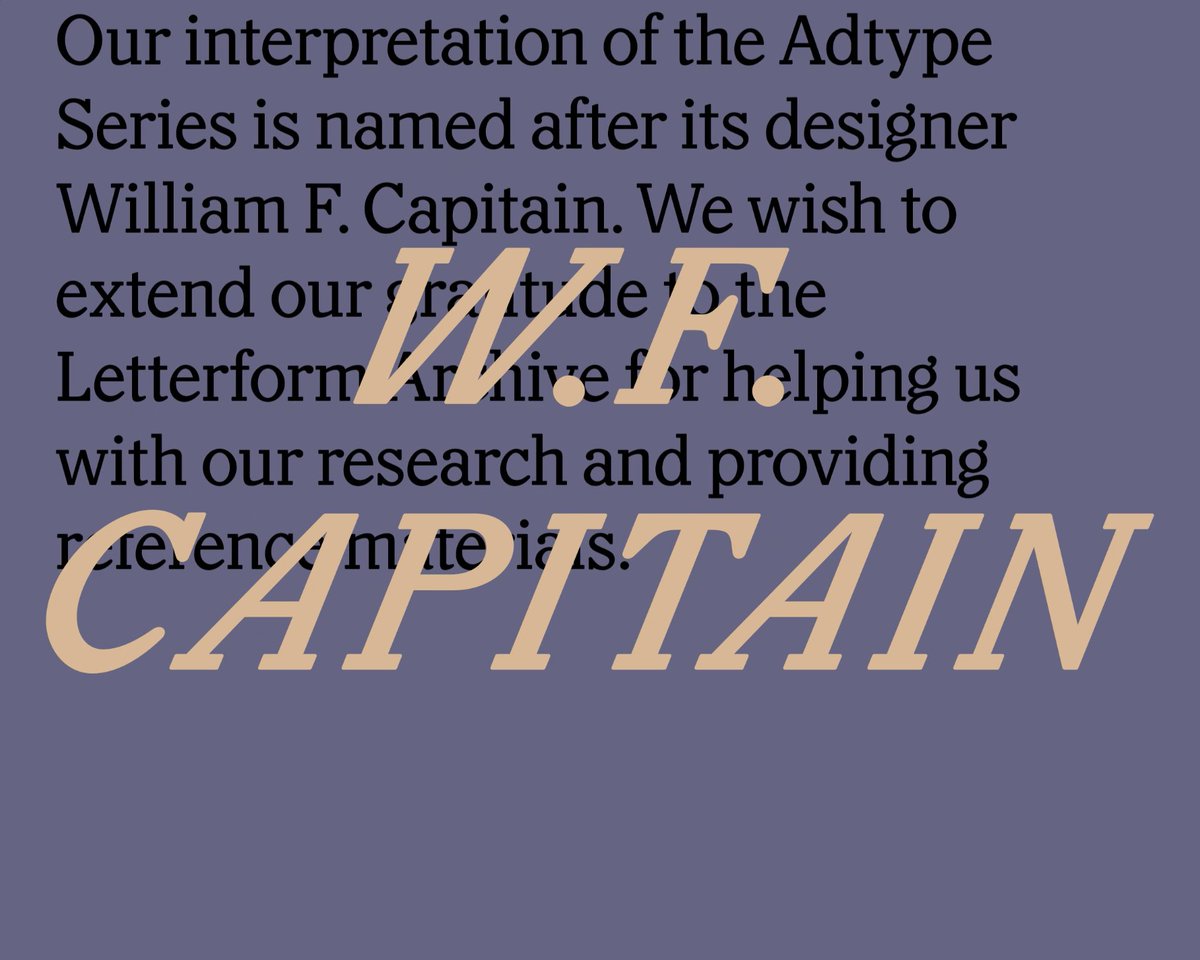 lettersfromswe's tweet photo. NEW! Capitaine is a good-humoured, chunky slab serif based on the Adtype Series (American Type Founders, 1912).
Samples by @charlesfredrik Thanks to @Lett_Arc for help with research.
https://t.co/EVLV0gUmO3 https://t.co/ZiZISXofQB