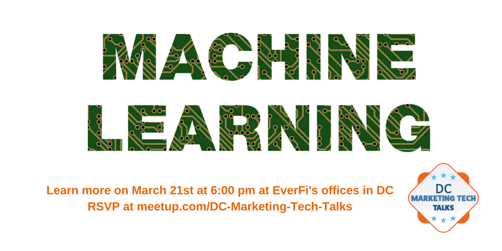 DCMarketingTech's tweet photo. RSVPs just opened for our next DC Marketing Tech Talk on #machinelearning in #marketing with @sdulman from @DataRobot RSVP at https://t.co/8T5eXRlFv6 https://t.co/fquXe2Zvsx