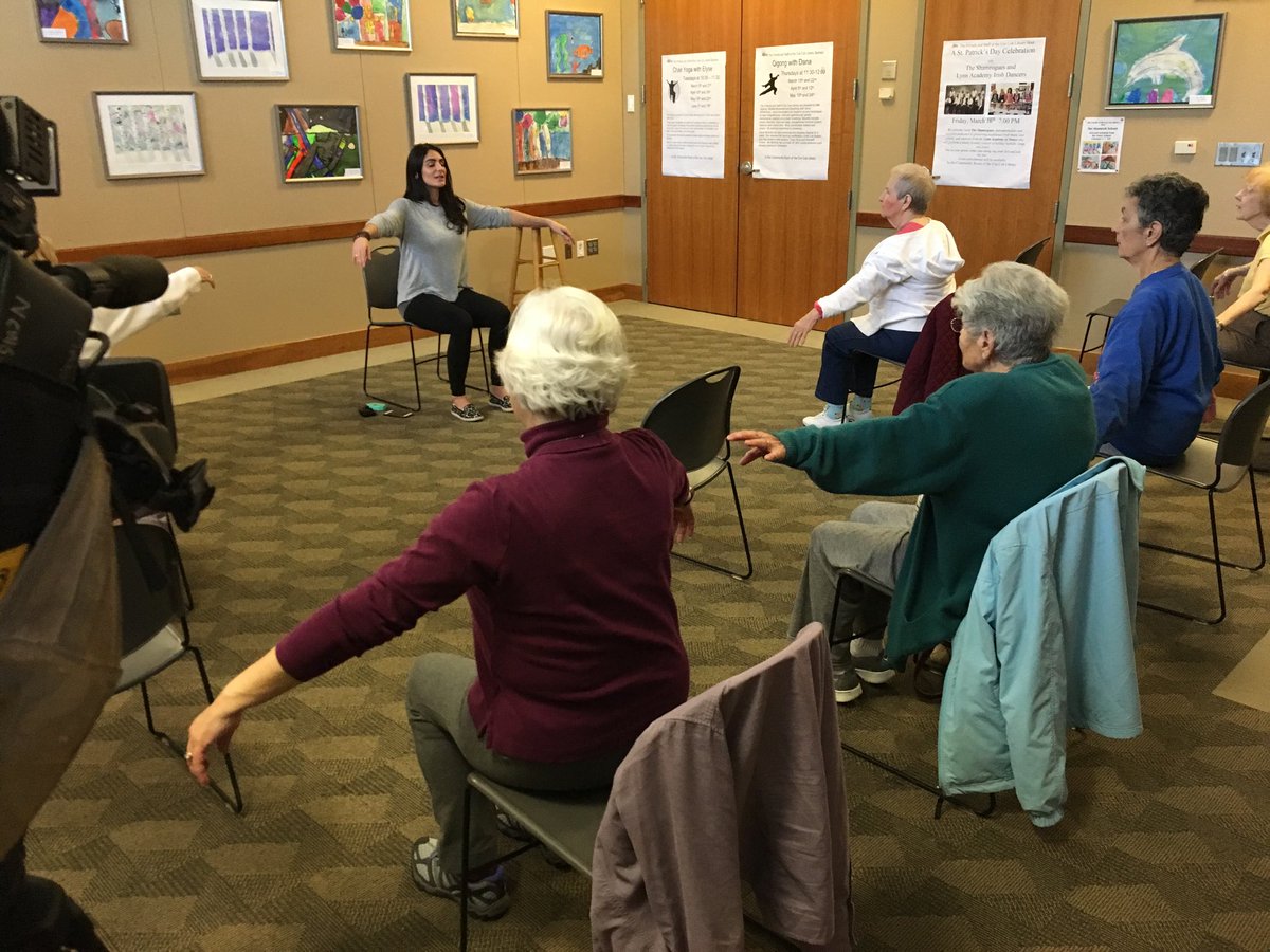 All you need to know how to do is “BREATHE” chair yoga at #CosCob library in ##Greenwich with Elyse 2 times monthly