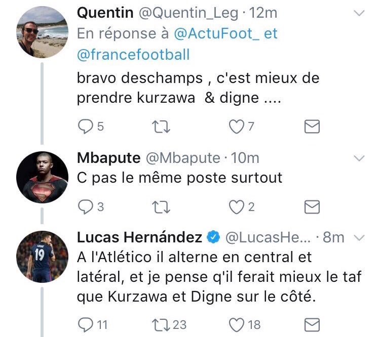 lnstantFoot's tweet image. Grillé, Lucas Hernandez s’est tranquillement inclus dans une discussion sous un tweet de @ActuFoot_ en disant ... ça. 😂