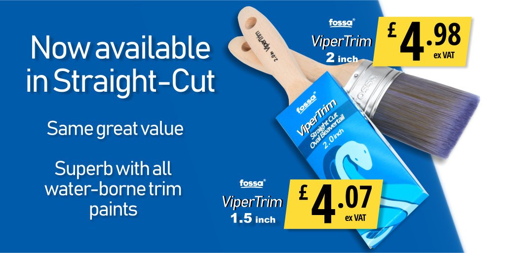 Win a pair of our NEW Fossa ViperTrim Straight Cut Paint Brushes. Retweet &amp; Follow to enter. Ends 10am Thu 1st March 2018. 5 pairs to win. decoratingdirect.co.uk/viewprod/f/FOS…