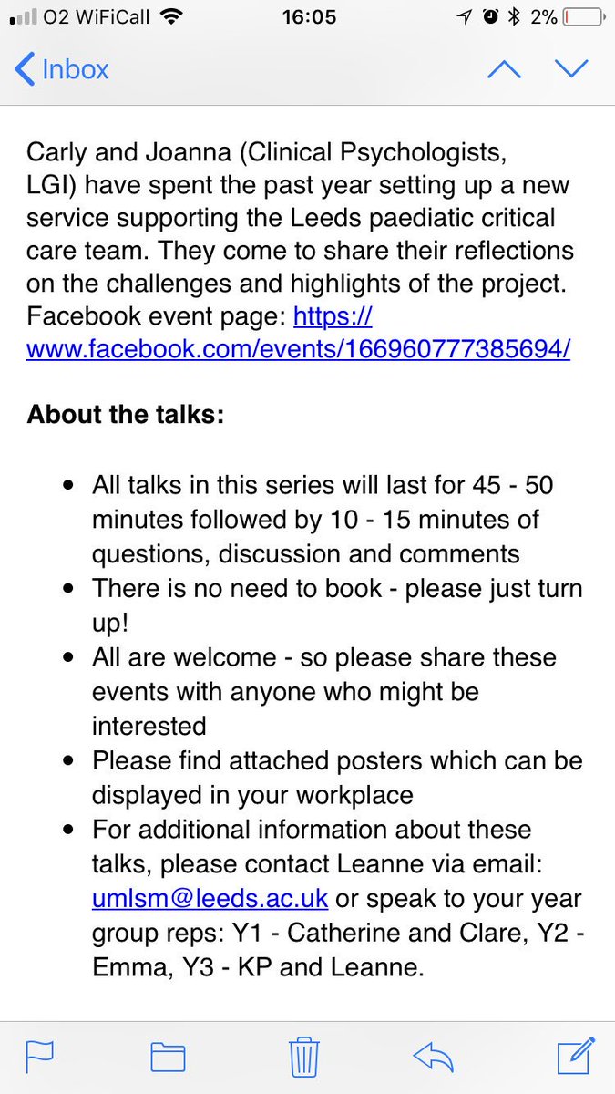 Who helps the helpers? Developing a psychology service to support hospital staff.  Thurs 1 March 5-6pm. Room 8.49N floor 8, Worsley Building, University of Leeds. facebook.com/events/1669607…