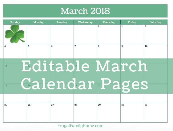 FrugalFamHome's tweet photo. Get a free editable March 2018 #calendar to organize your day. Edit, print and get ready for the month of March. https://t.co/su5b5JA0lr #EditableCalendar https://t.co/h1wqrRe7dm